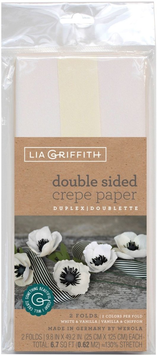 Lia Griffith Double - Sided Extra Fine Crepe Paper - 2 Pack - White/Vanilla & Vanilla/Chiffon - The Merri Artist - merriartist.com