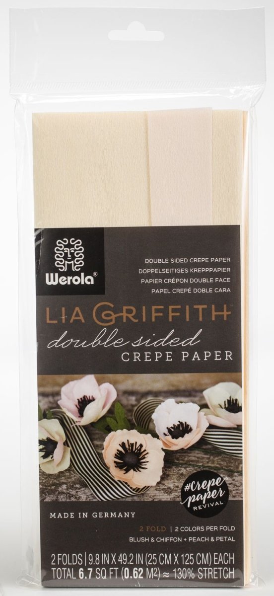 Lia Griffith Double - Sided Extra Fine Crepe Paper 2/Pkg Blush/Chiffon & Petal/Peach - The Merri Artist - merriartist.com