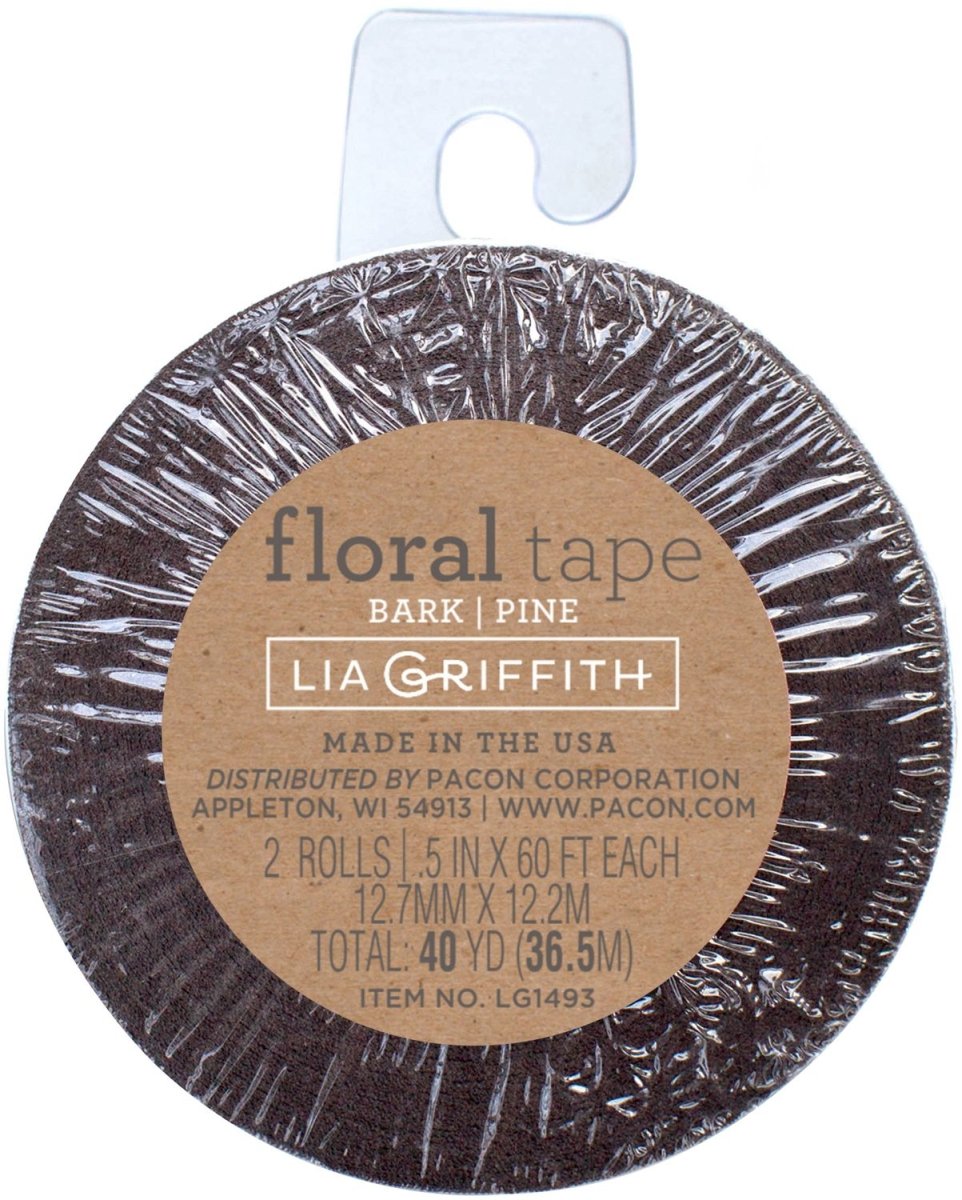 Lia Griffith Extra Fine Crepe Floral Tape .5"X60' 2 Pack (1 bark & 1 Pine) - The Merri Artist - merriartist.com