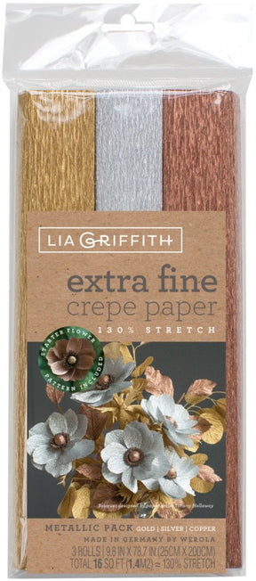 Lia Griffith Extra Fine Crepe Paper - 3 Pack - Metallic - The Merri Artist - merriartist.com
