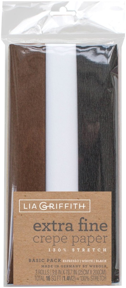 Lia Griffith Extra Fine Crepe Paper 9.8x78.7 inch - 3 Pack - Basic Colors - The Merri Artist - merriartist.com