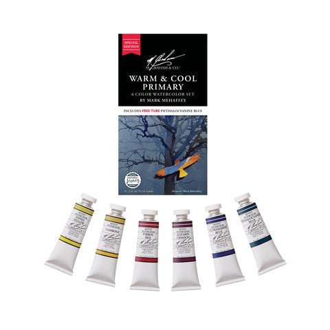 M. Graham Special Edition Watercolor Warm/Cool Primary 6 Color Set - The Merri Artist - merriartist.com