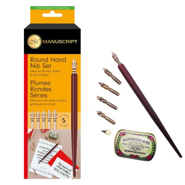 Manuscript Dip Pen & Nibs Calligraphy Set - 5 Round Hand Nibs and Holder - The Merri Artist - merriartist.com