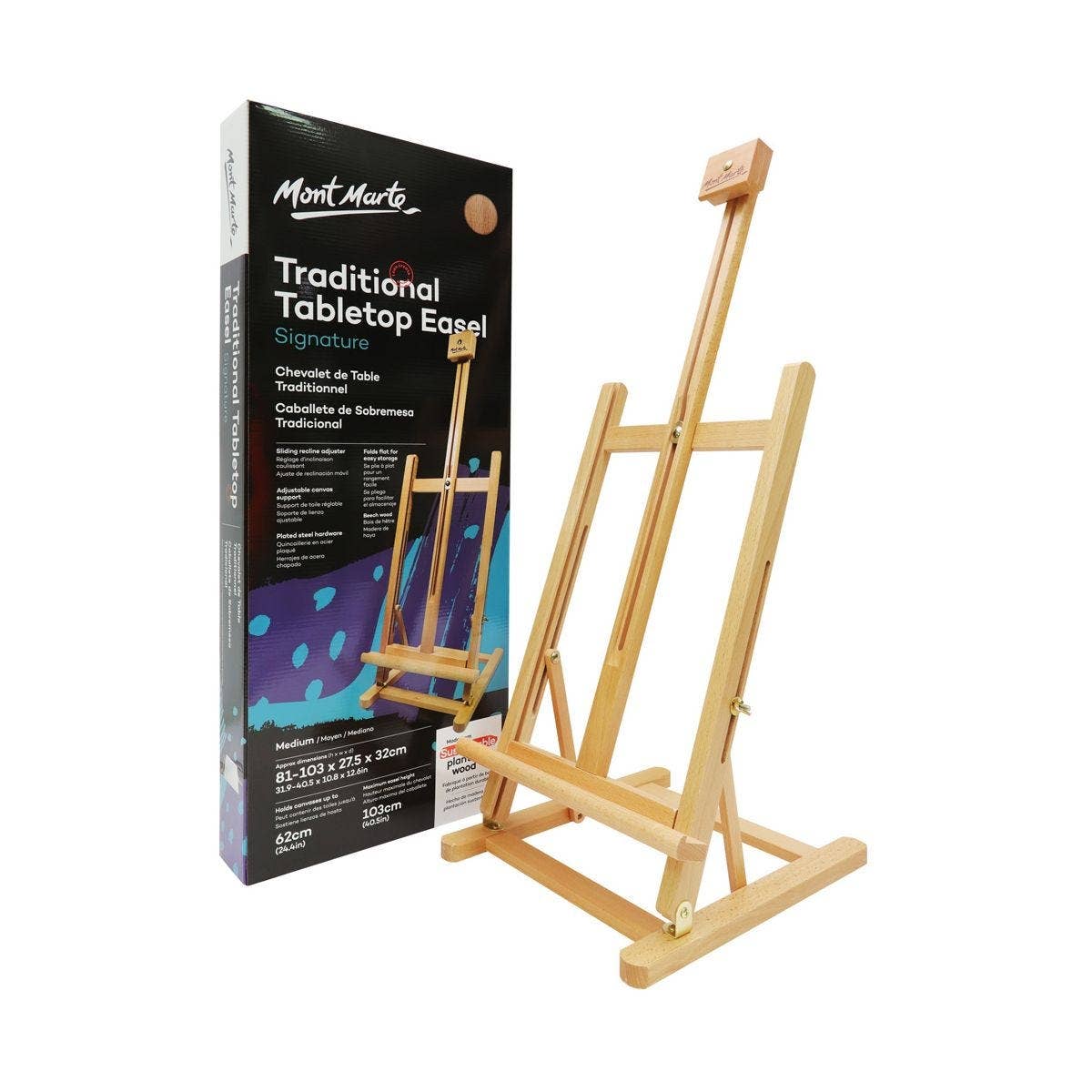 Mont Marte Traditional Tabletop Easel (holds canvases up to 24.4 inches) - The Merri Artist - merriartist.com