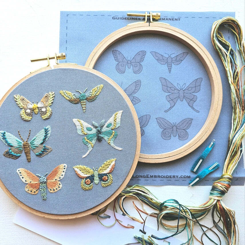 Moth Sampler Embroidery Kit - The Merri Artist - merriartist.com