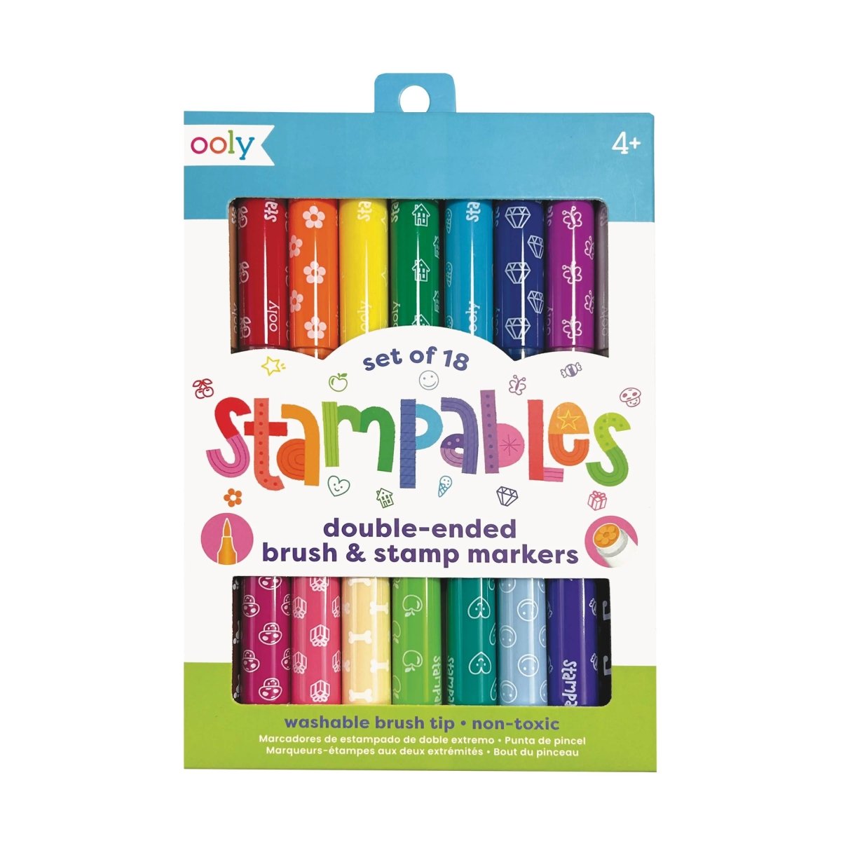 OOLY - Stampables Double - Ended Stamp & Brush Markers: Set of 18 - The Merri Artist - merriartist.com
