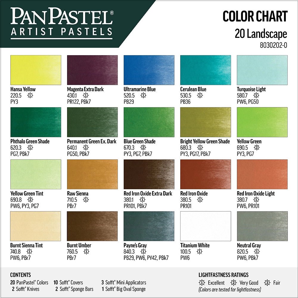 PanPastel 20 Color Set - Landscape - The Merri Artist - merriartist.com