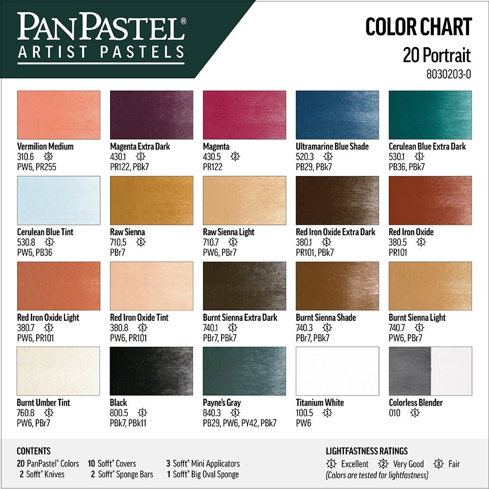 PanPastel 20 Color Set - Portrait - The Merri Artist - merriartist.com