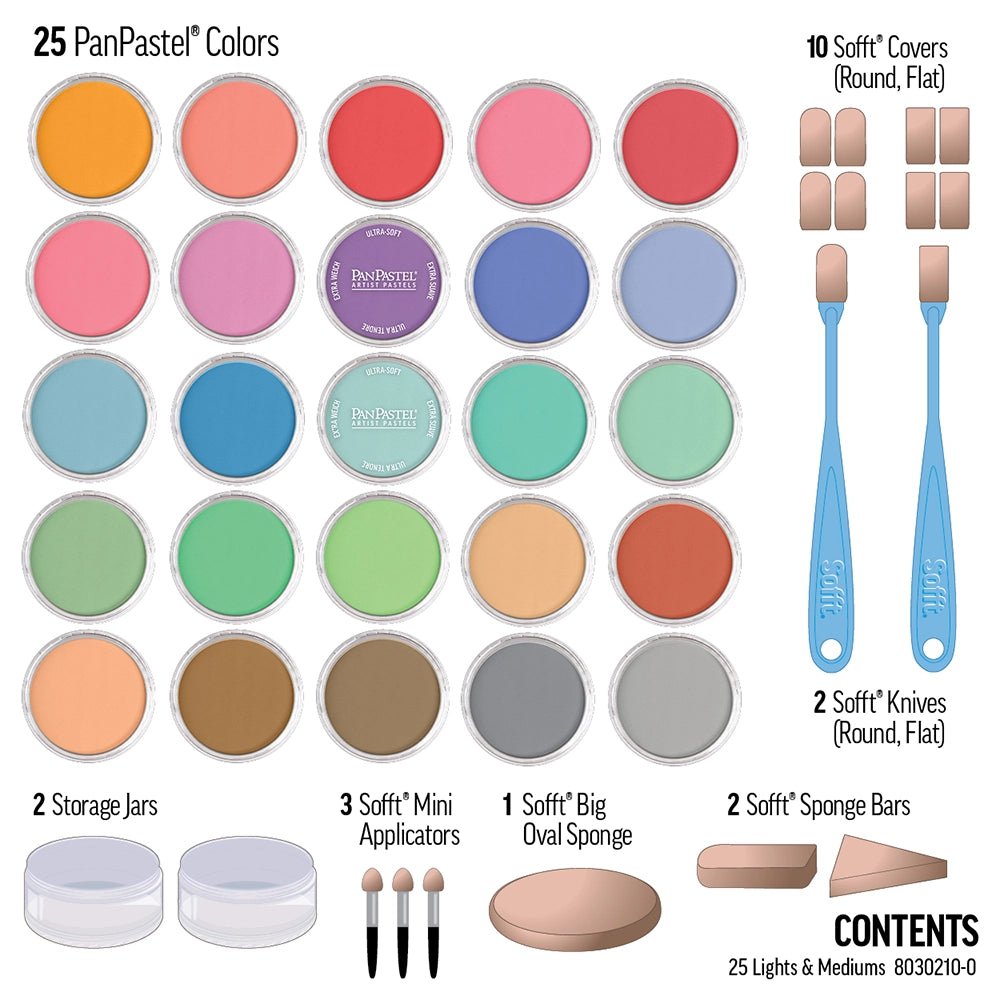 PanPastel Set - 25 Light and Medium Colors - The Merri Artist - merriartist.com