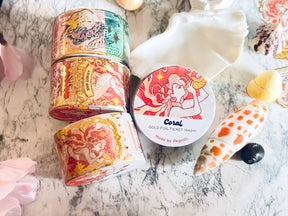 Pegushi - GOLD FOIL Coral Ticket Washi Tape - The Merri Artist - merriartist.com