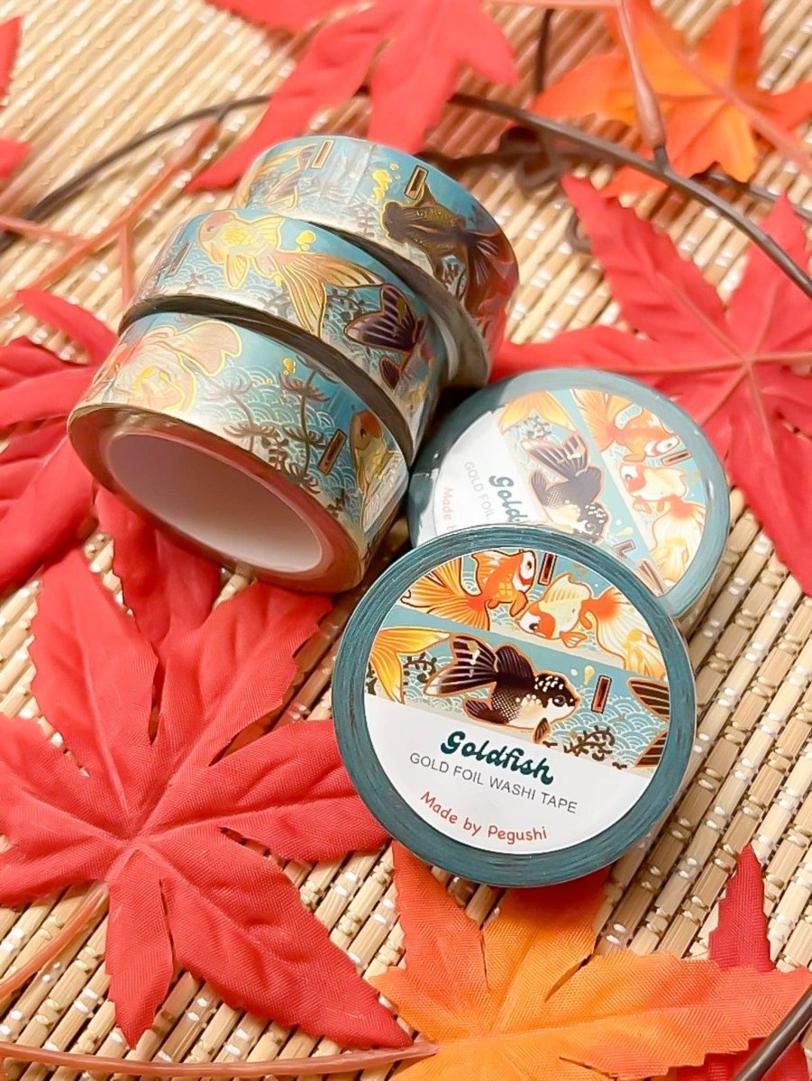 Pegushi - GOLD FOIL Goldfish Washi Tape - The Merri Artist - merriartist.com