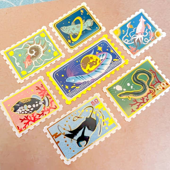 Pegushi - GOLD FOIL Marine Stamp Washi Tape - The Merri Artist - merriartist.com