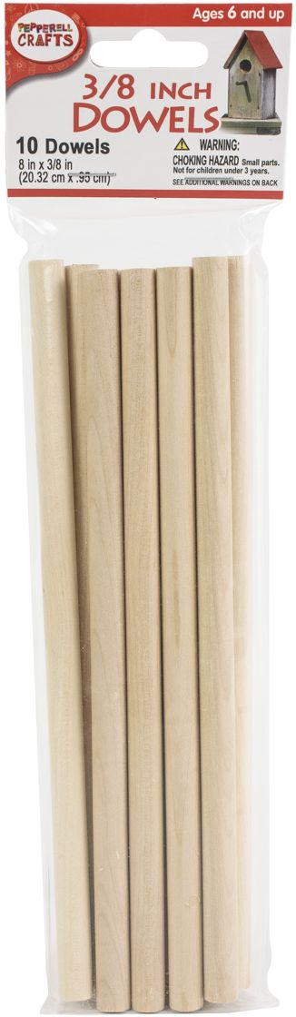 Pepperell Crafts Dowels 10/Pkg - 0.375"X8" - The Merri Artist - merriartist.com