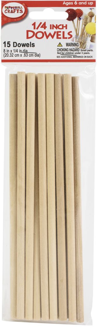 Pepperell Crafts Dowels 15/Pkg - 0.25"X8" - The Merri Artist - merriartist.com