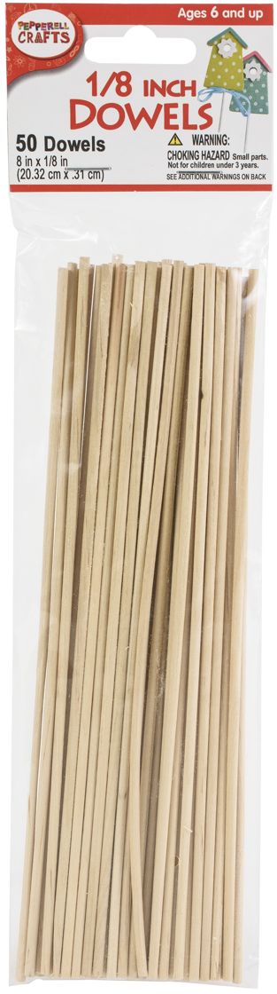 Pepperell Crafts Dowels 50/Pkg - 0.125"X8" - The Merri Artist - merriartist.com