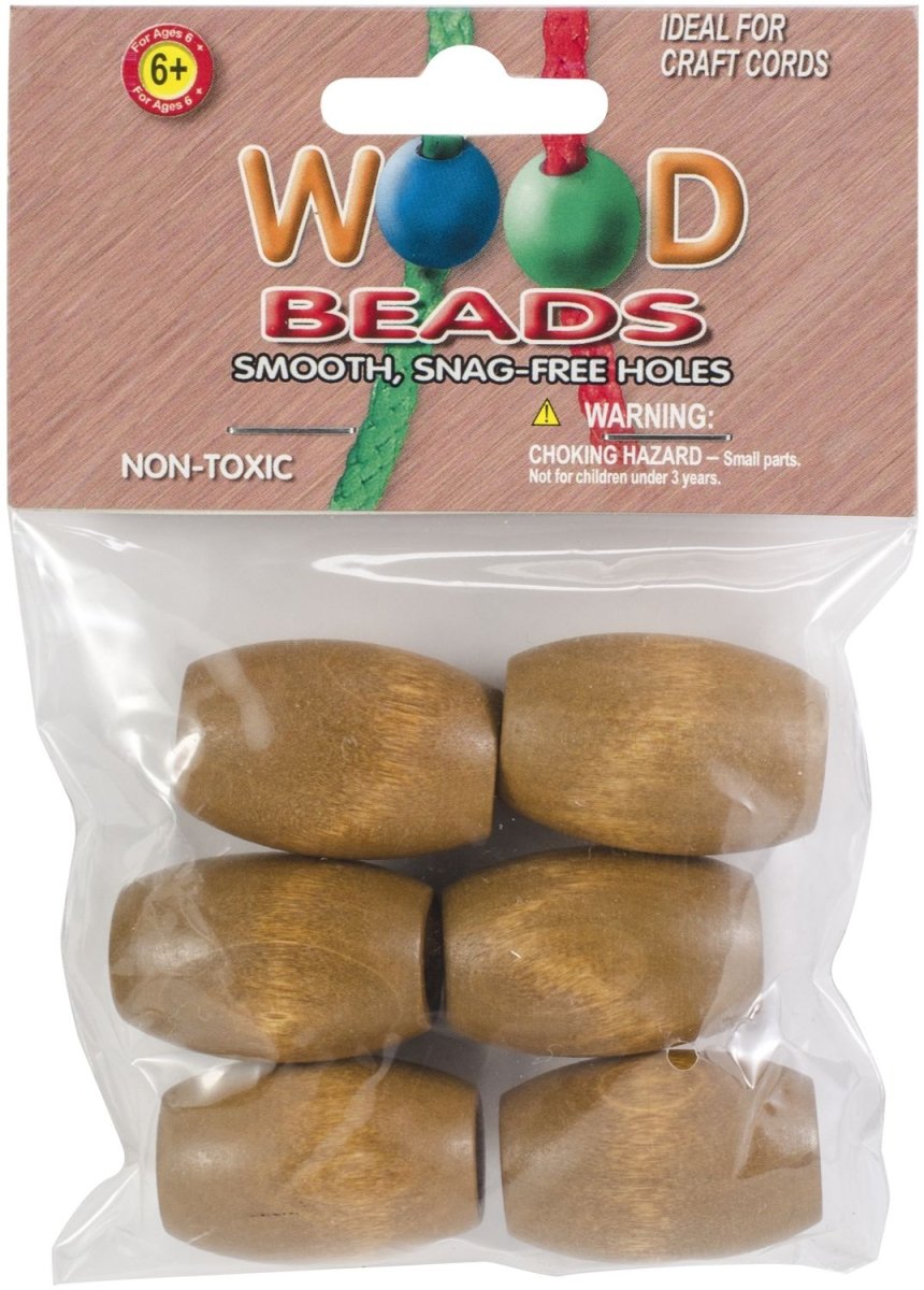 Pepperell Oval Wood Beads 32mmX22mm - Pack of 6 - Maple - The Merri Artist - merriartist.com