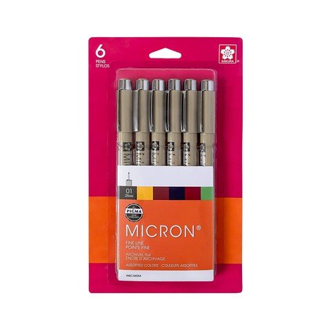 Pigma Micron 01 (0.25mm) 6PC Set - Natural/Earth Colors - The Merri Artist - merriartist.com