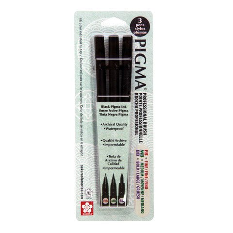 Pigma Professional Brush Pen Set of 3 - The Merri Artist - merriartist.com