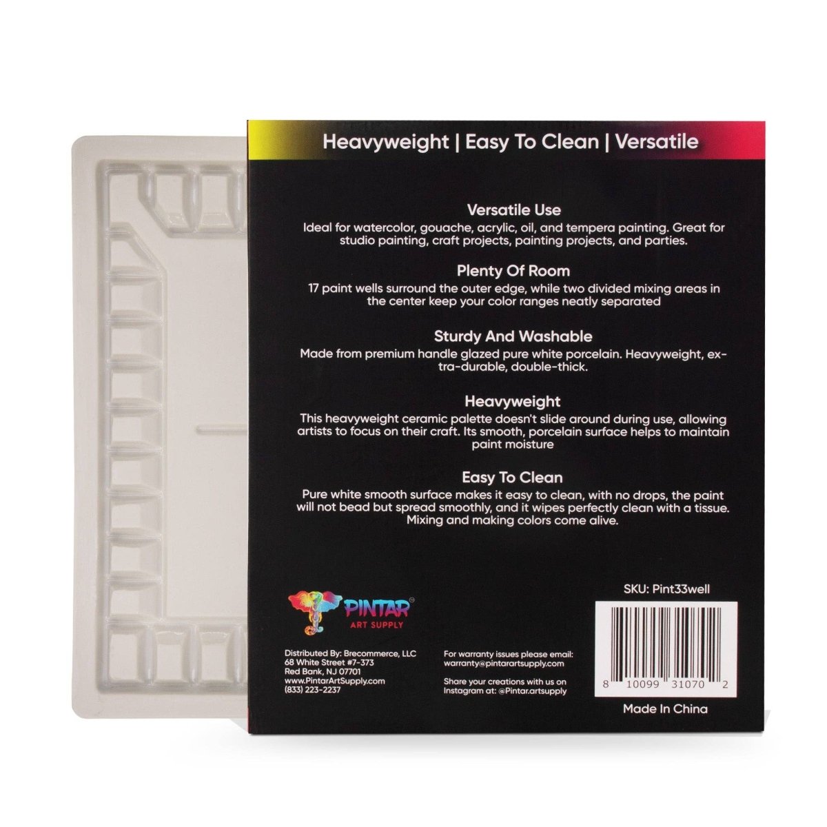 Pintar Art Supply - Pintar 33 - Well Ceramic Palette for All Water - Based Paints - The Merri Artist - merriartist.com