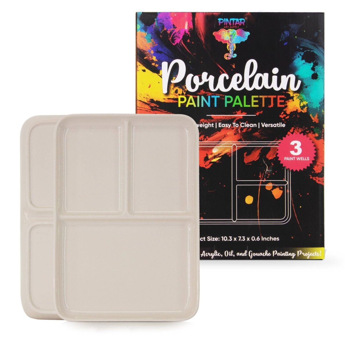 Pintar Art Supply - Pintar Ceramic Watercolor Paint Palette Tray - 3 Well - The Merri Artist - merriartist.com