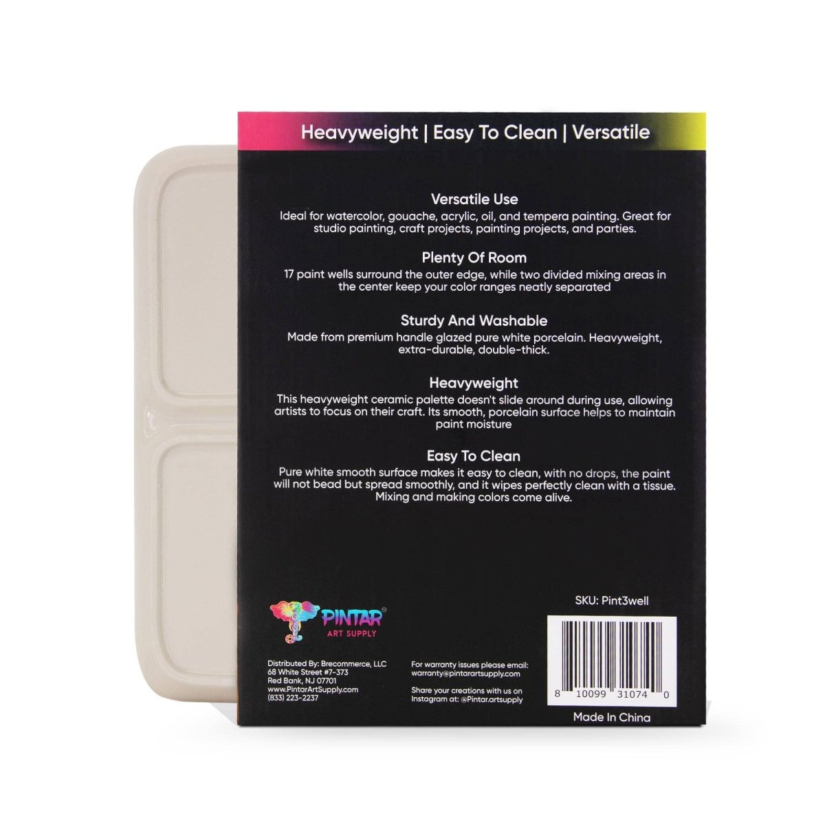 Pintar Art Supply - Pintar Ceramic Watercolor Paint Palette Tray - 3 Well - The Merri Artist - merriartist.com