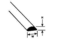 Plastruct MRH - 160 Styrene Half Round Rod 4.0mm x 10" - Pack of 5 - The Merri Artist - merriartist.com