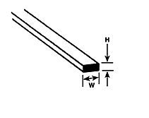Plastruct MS - 1016 Styrene Strip 0.100 x 5/32" (2.5mm x 4.0mm) x 10" - Pack of 10 - The Merri Artist - merriartist.com