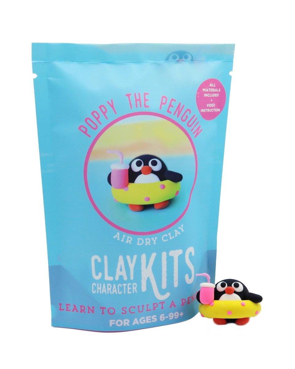 Poppy the Penguin DIY Air Dry Clay Kit - The Merri Artist - merriartist.com