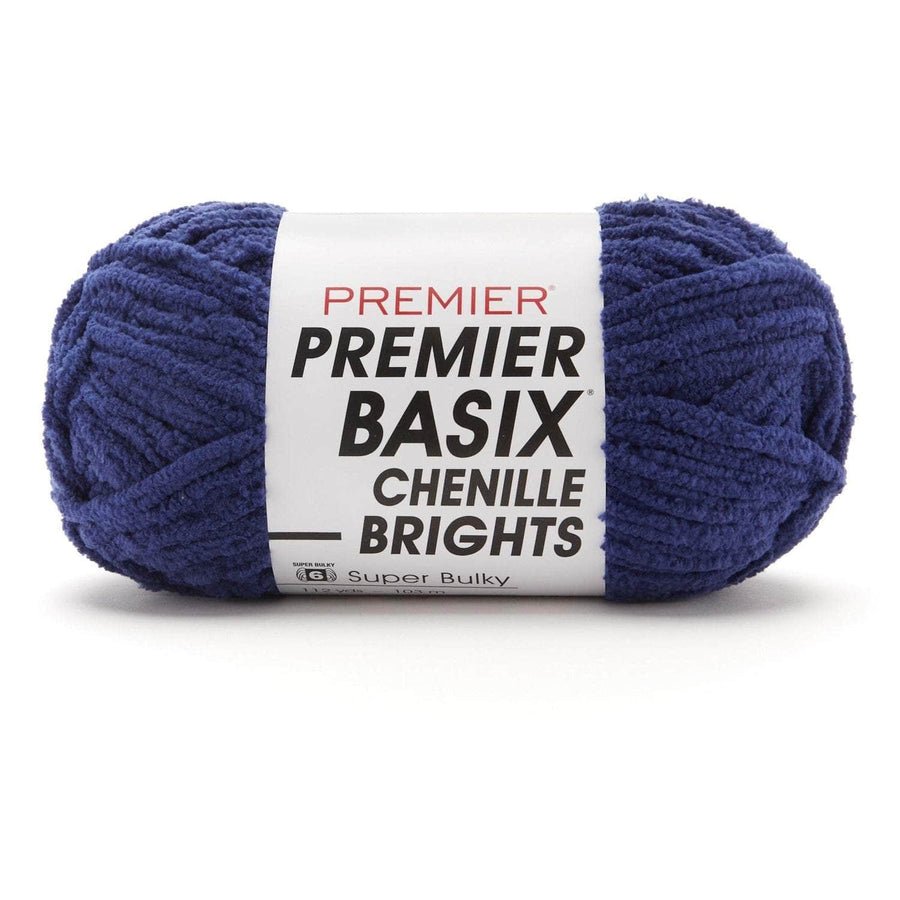 Premier Yarns Basix Chenille Brights - 100% Polyester - 6 Super Bulky, 112 Yards - 2126 - 11 Navy - The Merri Artist - merriartist.com