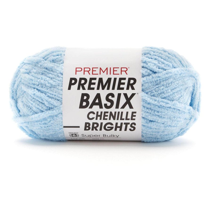 Premier Yarns Basix Chenille Brights - 100% Polyester - 6 Super Bulky, 112 Yards - 2126 - 24 Light Blue - The Merri Artist - merriartist.com