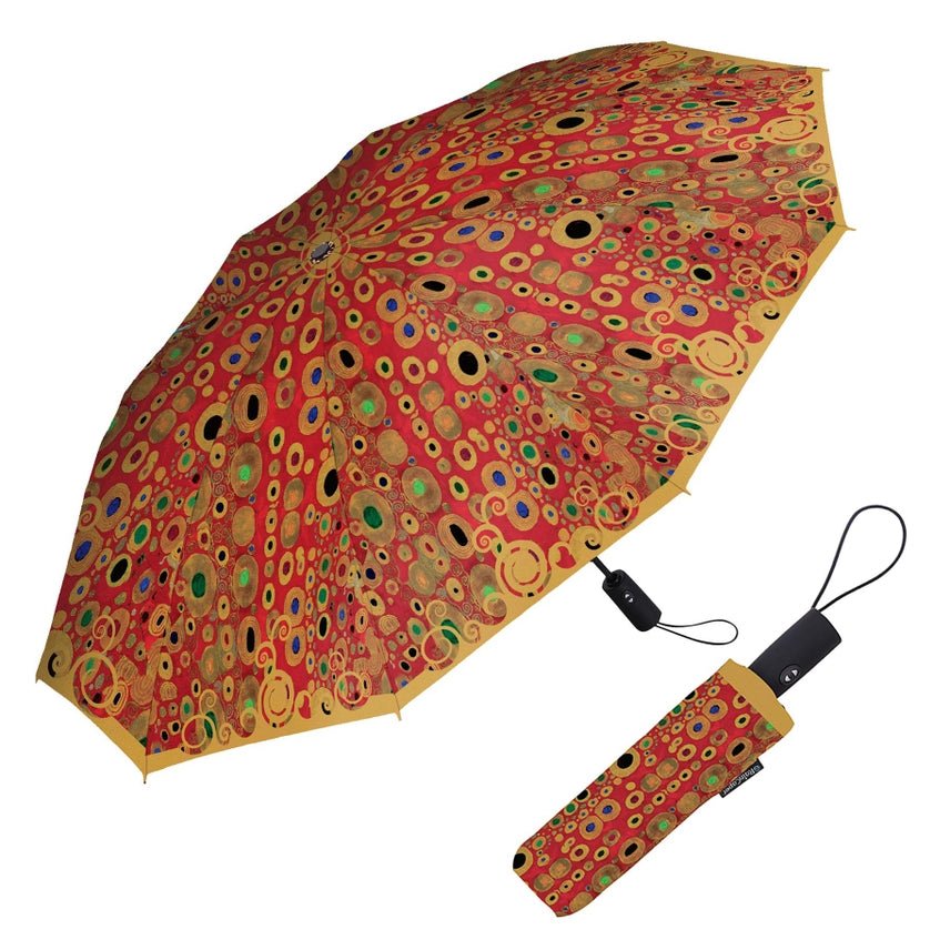 RainCaper Folding Travel Umbrella - Klimt - Hope II Red - The Merri Artist - merriartist.com