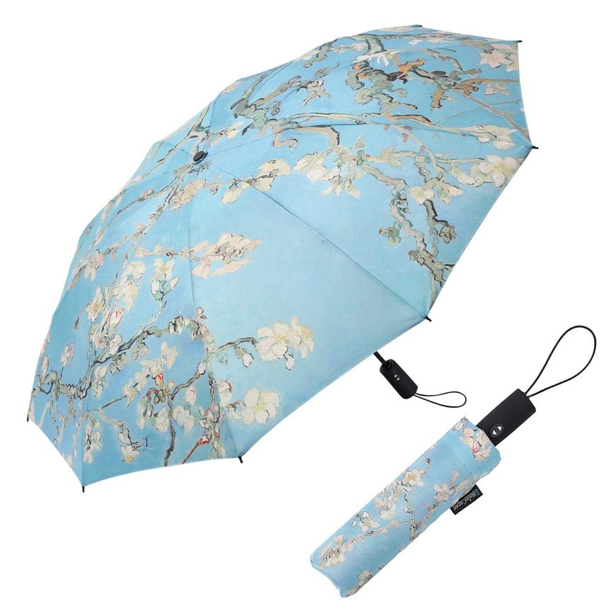 RainCaper Folding Travel Umbrella - van Gogh Almond Blossom - The Merri Artist - merriartist.com