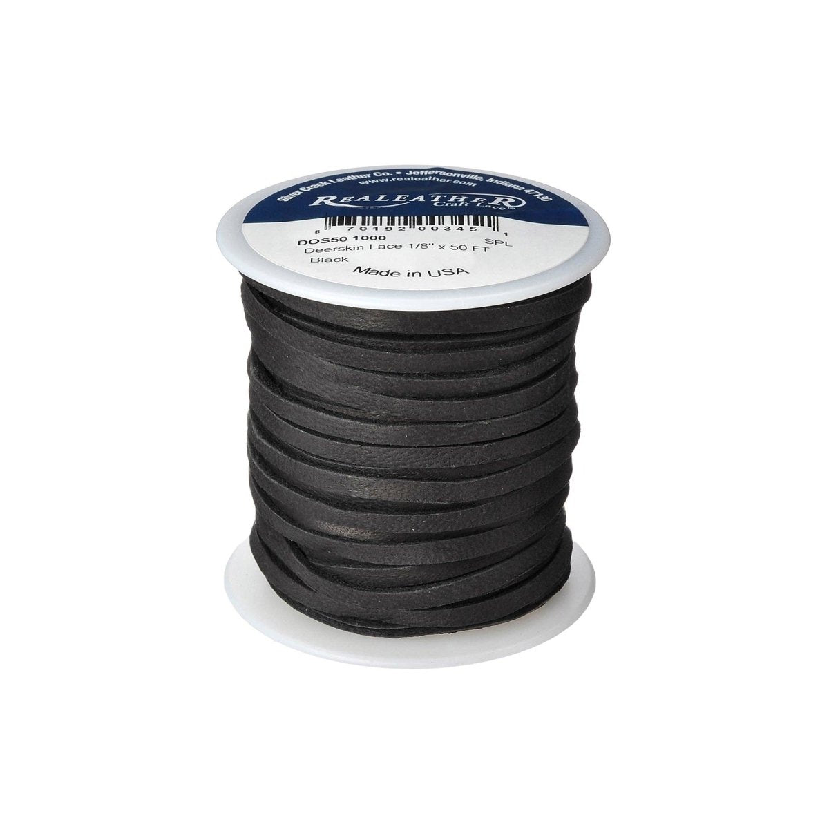 Realeather - 1/8" Deerskin Lace, 50 ft - Black - The Merri Artist - merriartist.com