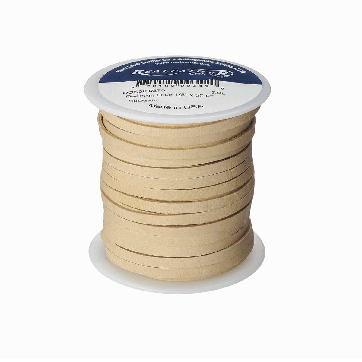 Realeather - 1/8" Deerskin Lace, 50 ft - Buckskin - The Merri Artist - merriartist.com