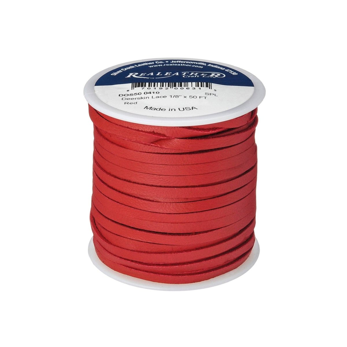 Realeather - 1/8" Deerskin Lace, 50 ft - Red - The Merri Artist - merriartist.com