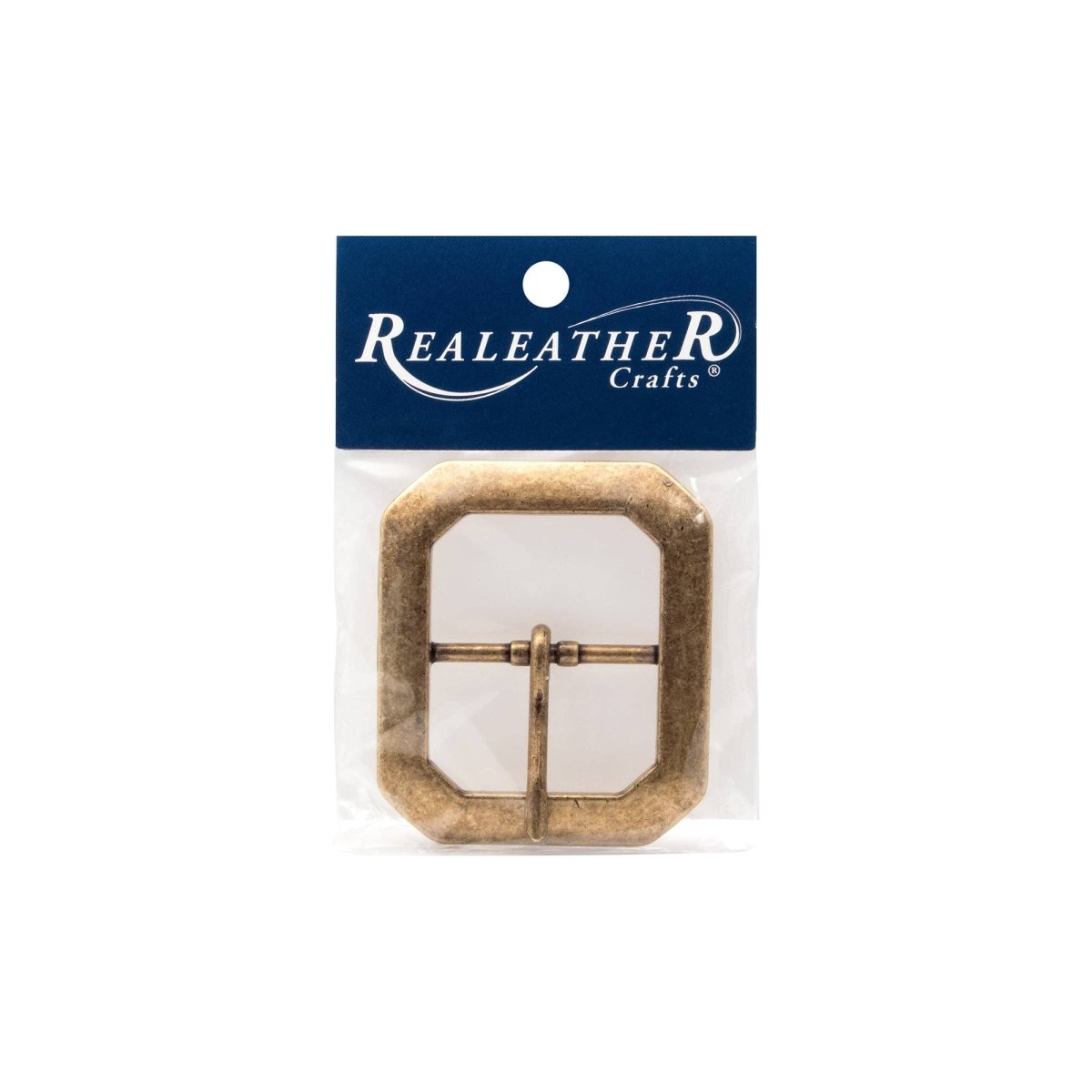 Realeather - Belt Buckle, Clipped Corner - Antique Brass - The Merri Artist - merriartist.com