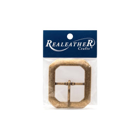 Realeather - Belt Buckle, Clipped Corner - Antique Brass - The Merri Artist - merriartist.com