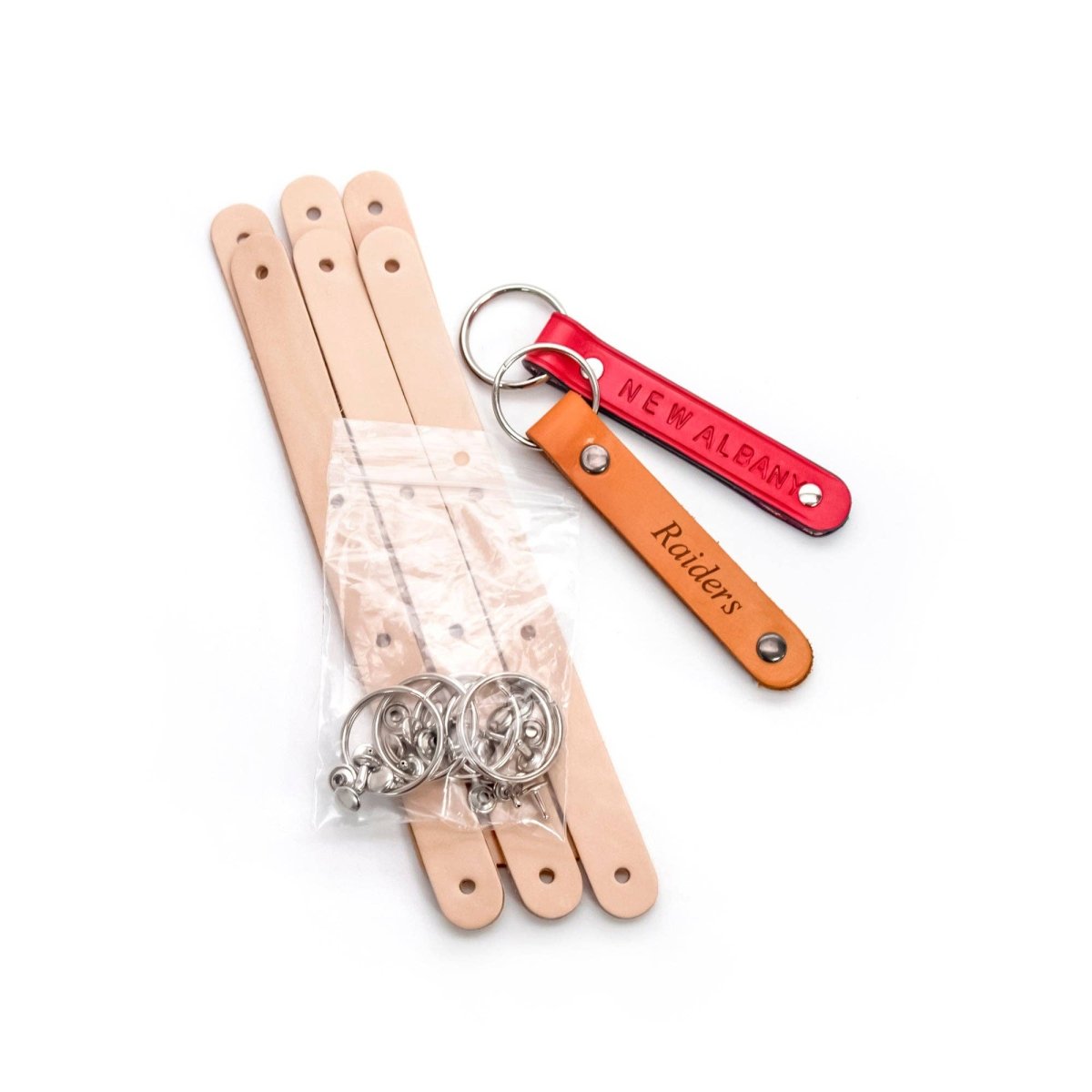 Realeather - Leather Key Fob Kit 6 Pack - Natural - The Merri Artist - merriartist.com