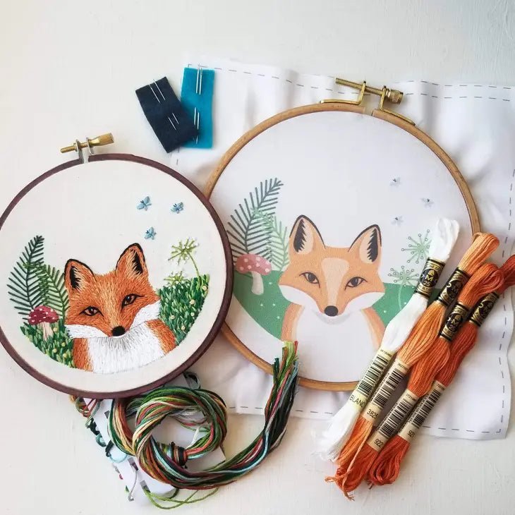 Red Fox Embroidery Kit - The Merri Artist - merriartist.com
