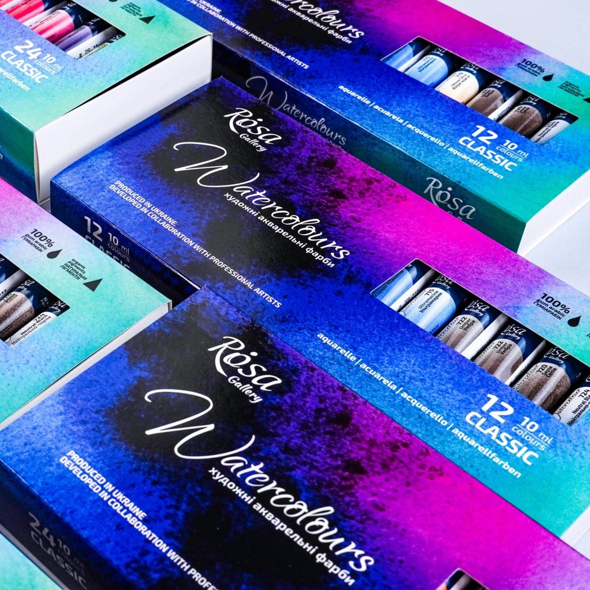 ROSA Gallery Artists' Watercolor Set Classic - 12x10 ml Tubes | Premium Watercolours in Cardboard Box - The Merri Artist - merriartist.com