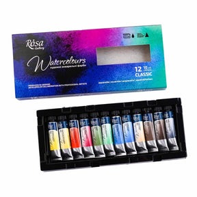 ROSA Gallery Artists' Watercolor Set Classic - 12x10 ml Tubes | Premium Watercolours in Cardboard Box - The Merri Artist - merriartist.com