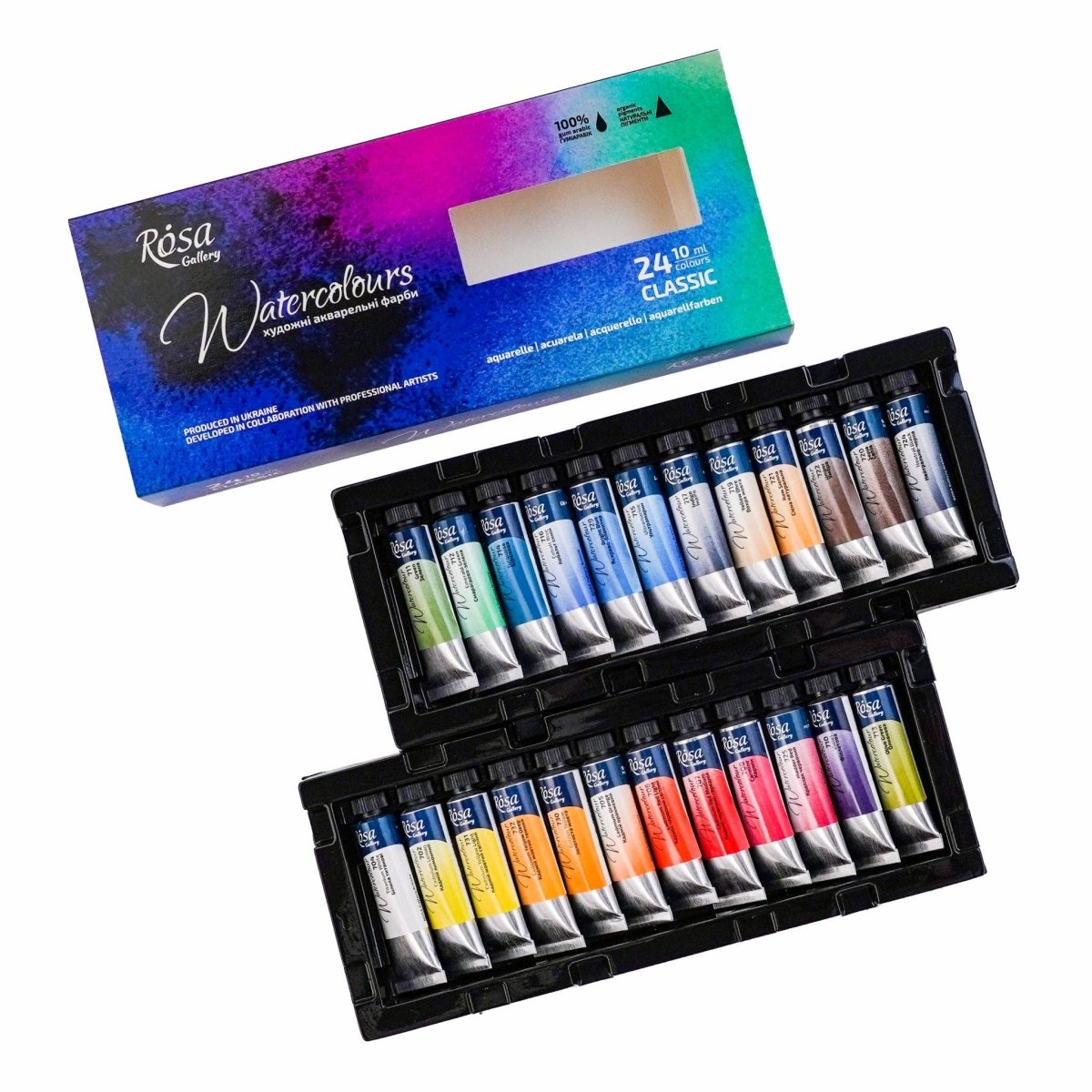 ROSA Gallery Artists' Watercolor Set Classic - 24x10 ml Tubes | Premium Watercolours in Cardboard Box (Copy) - The Merri Artist - merriartist.com