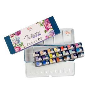 ROSA Gallery Romantic Watercolor Set - 21 Colors, Full Pans in Turquoise Metal Case - The Merri Artist - merriartist.com