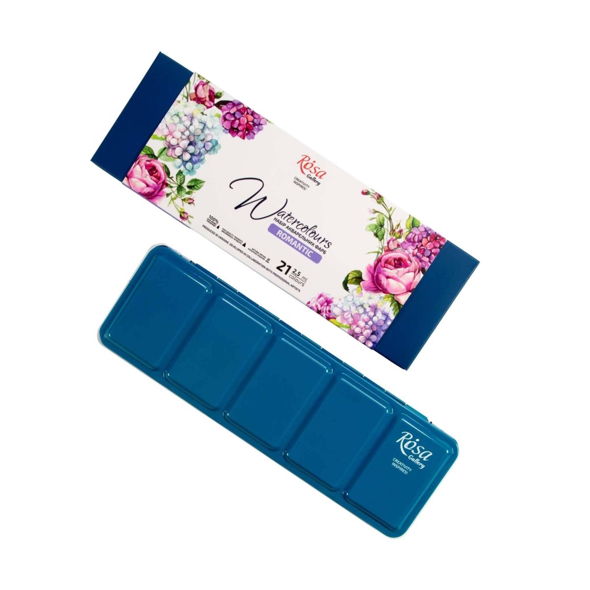 ROSA Gallery Romantic Watercolor Set - 21 Colors, Full Pans in Turquoise Metal Case - The Merri Artist - merriartist.com