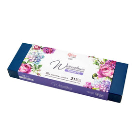 ROSA Gallery Romantic Watercolor Set - 21 Colors, Full Pans in Turquoise Metal Case - The Merri Artist - merriartist.com