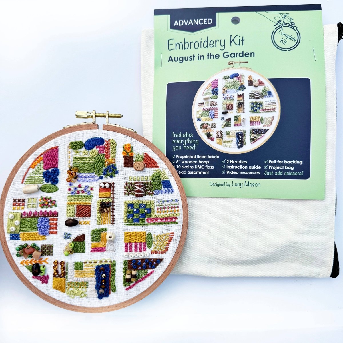 Rosanna Diggs Embroidery - August in the Garden - Advanced Embroidery Kit - The Merri Artist - merriartist.com