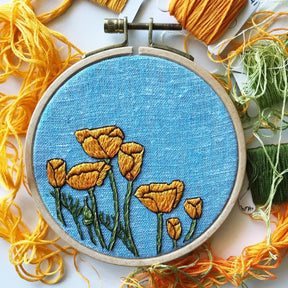 Rosanna Diggs Embroidery - DIY Embroidery Kit, California Poppies - The Merri Artist - merriartist.com