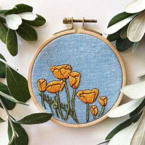 Rosanna Diggs Embroidery - DIY Embroidery Kit, California Poppies - The Merri Artist - merriartist.com
