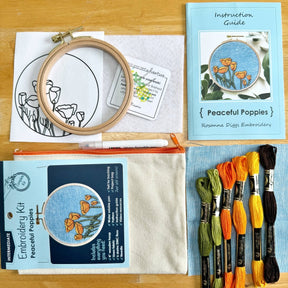 Rosanna Diggs Embroidery - DIY Embroidery Kit, California Poppies - The Merri Artist - merriartist.com
