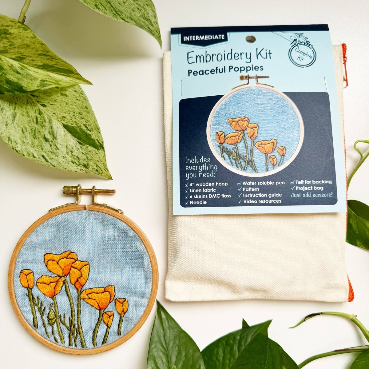 Rosanna Diggs Embroidery - DIY Embroidery Kit, California Poppies - The Merri Artist - merriartist.com